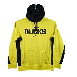 Mens Nike Therma Fit Oregon Ducks Yellow & Black Hoodie Drawstring Polyester M